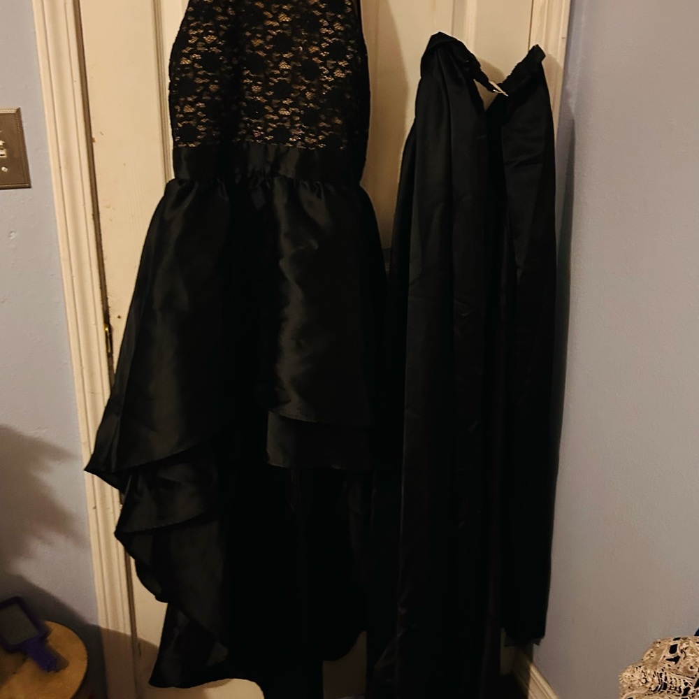 Elegant Black Lace and Satin Gown
